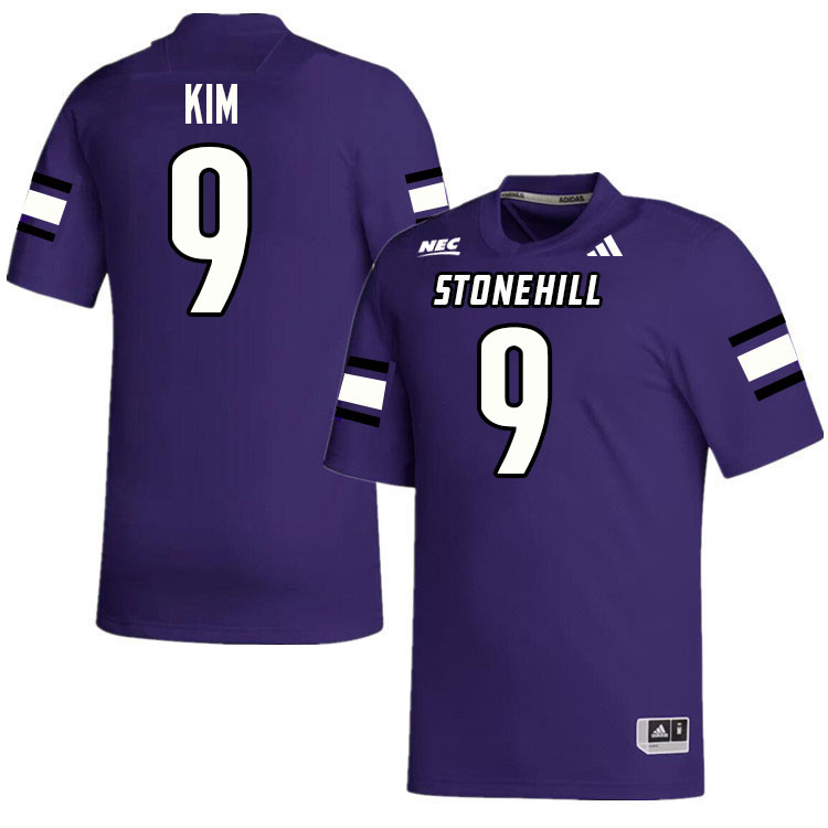 Stonehill Skyhawks #9 Zachary Kim College Football Jerseys,Uniforms Stitched-Purple